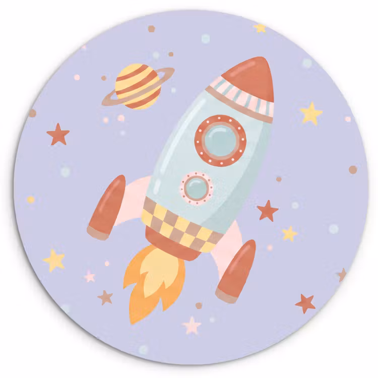 round wall art - Rocket - Space - Planet - Illustration — 1