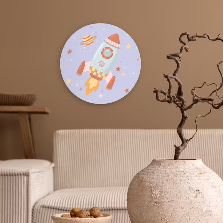 round wall art - Rocket - Space - Planet - Illustration — 2