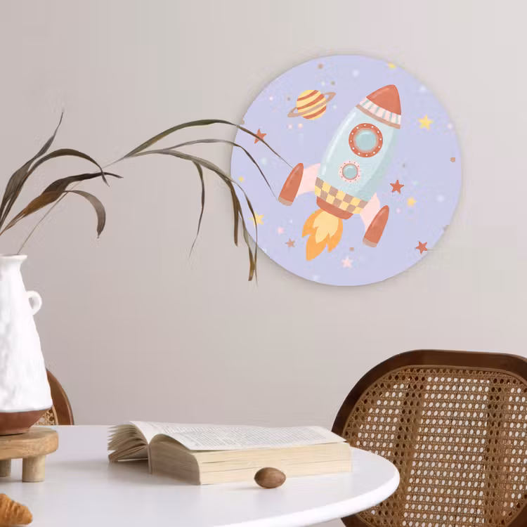 round wall art - Rocket - Space - Planet - Illustration — 4