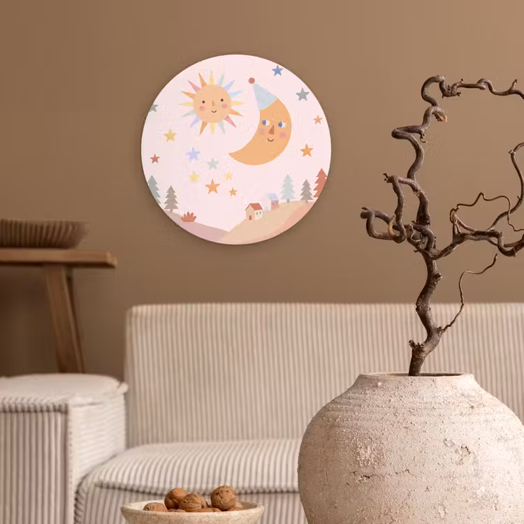 round wall art - Sun - Moon - Stars - Children's Room - Pastel — 2