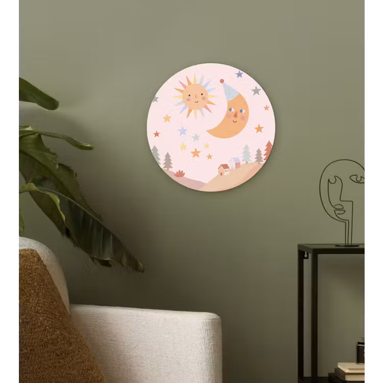 round wall art - Sun - Moon - Stars - Children's Room - Pastel — 3