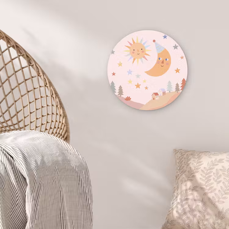 round wall art - Sun - Moon - Stars - Children's Room - Pastel — 5