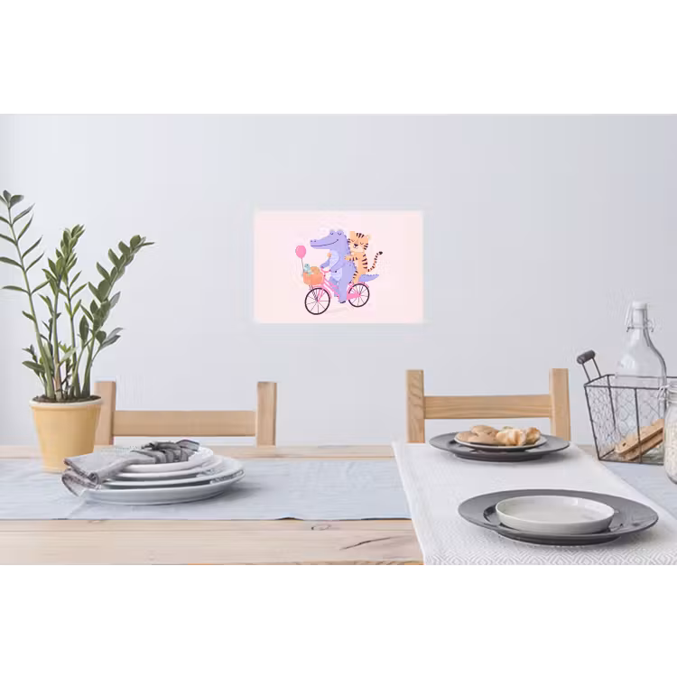 Wall Sticker - Animals - Bicycle - Friendship - Illustration - Pink — 3