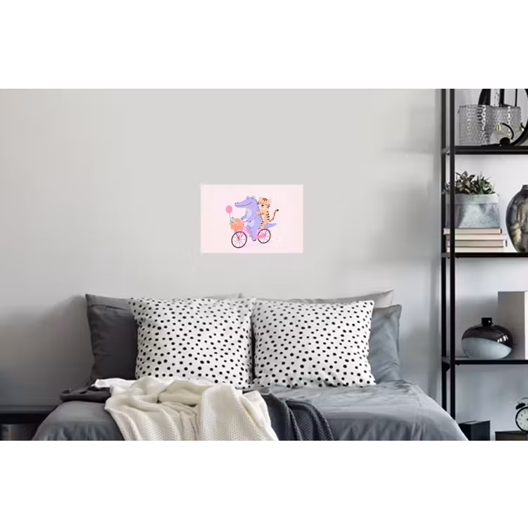 Wall Sticker - Animals - Bicycle - Friendship - Illustration - Pink — 5