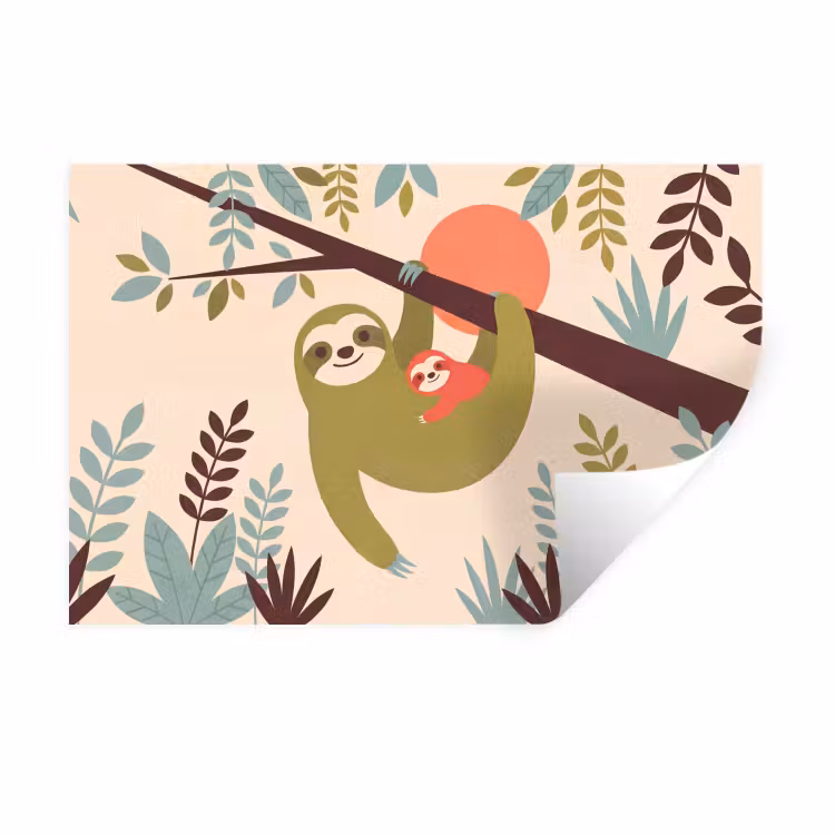 Wall Sticker - Animals - Mother - Baby - Nature - Green — 1