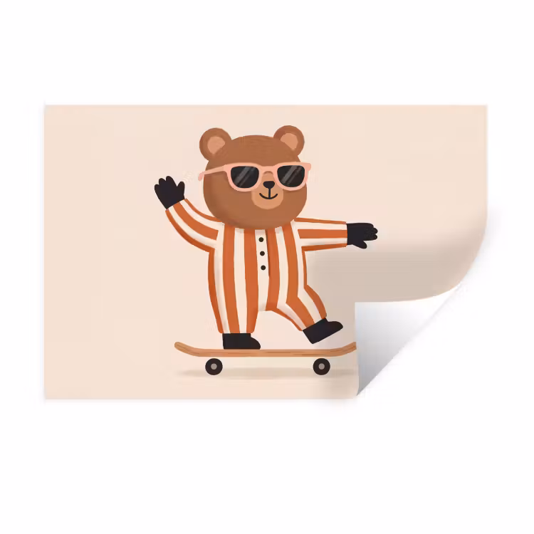 Wall Sticker - Animals - Skateboard - Game - Cartoon - Pink — 1