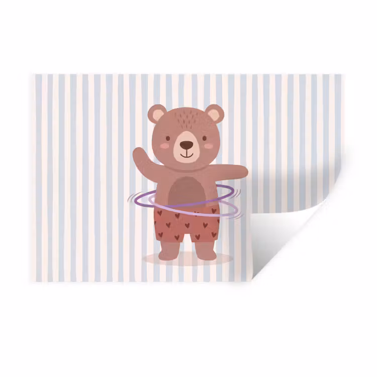 Wall Sticker - Bear - Hoop - Children's Room - Illustration - Brown — 1