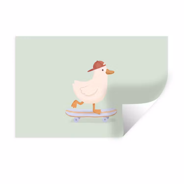 Wall Sticker - Bird - Skateboard - Animals - Cartoon - Playful — 1