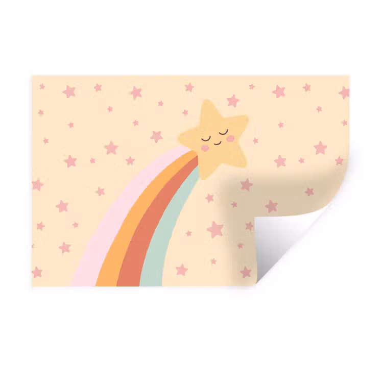 Wall Sticker - Star - Rainbow - Night - Illustration - Pastel — 1