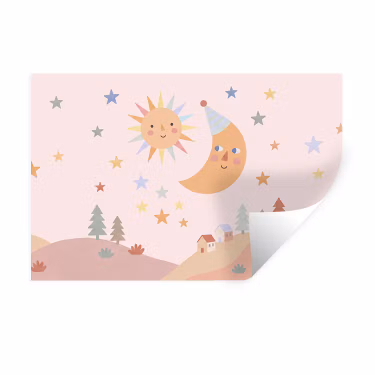 Wall Sticker - Sun - Moon - Stars - Children's Room - Pastel — 1