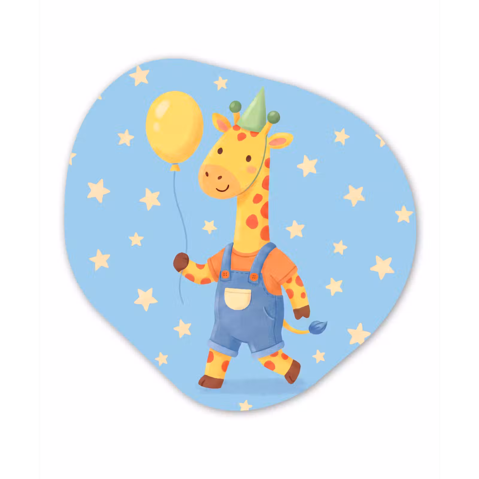 Organic painting - Aluminum -. Animals - Giraffe - Balloon - Party - Children's Room — 1