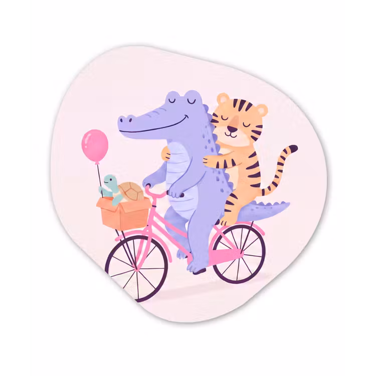 Organic - Forex - Animals - Bicycle - Friendship - Illustration - Pink — 1