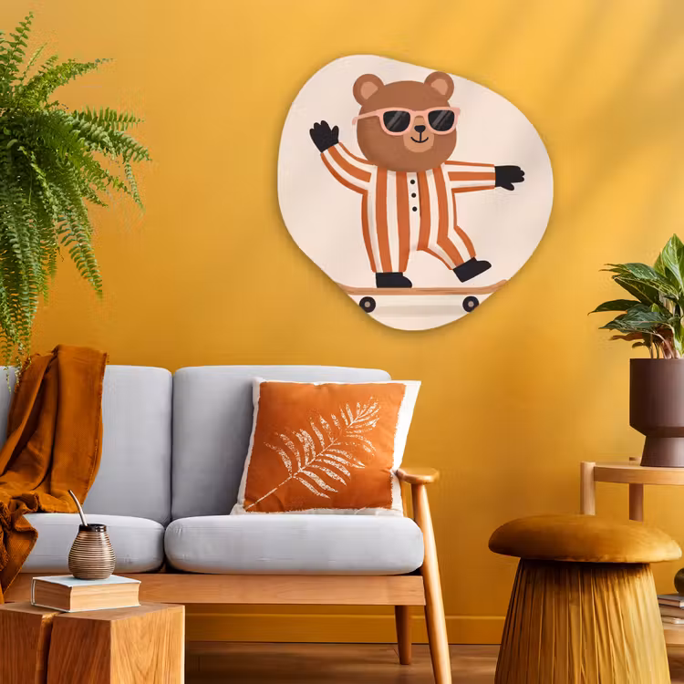 Organic painting - Aluminum -. Animals - Skateboard - Game - Cartoon - Pink — 3