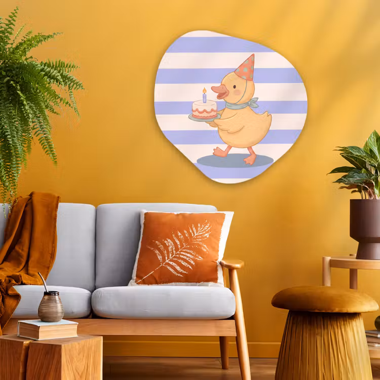 Organic painting - Aluminum -. Bird - Party - Cake - Children - Illustration — 3