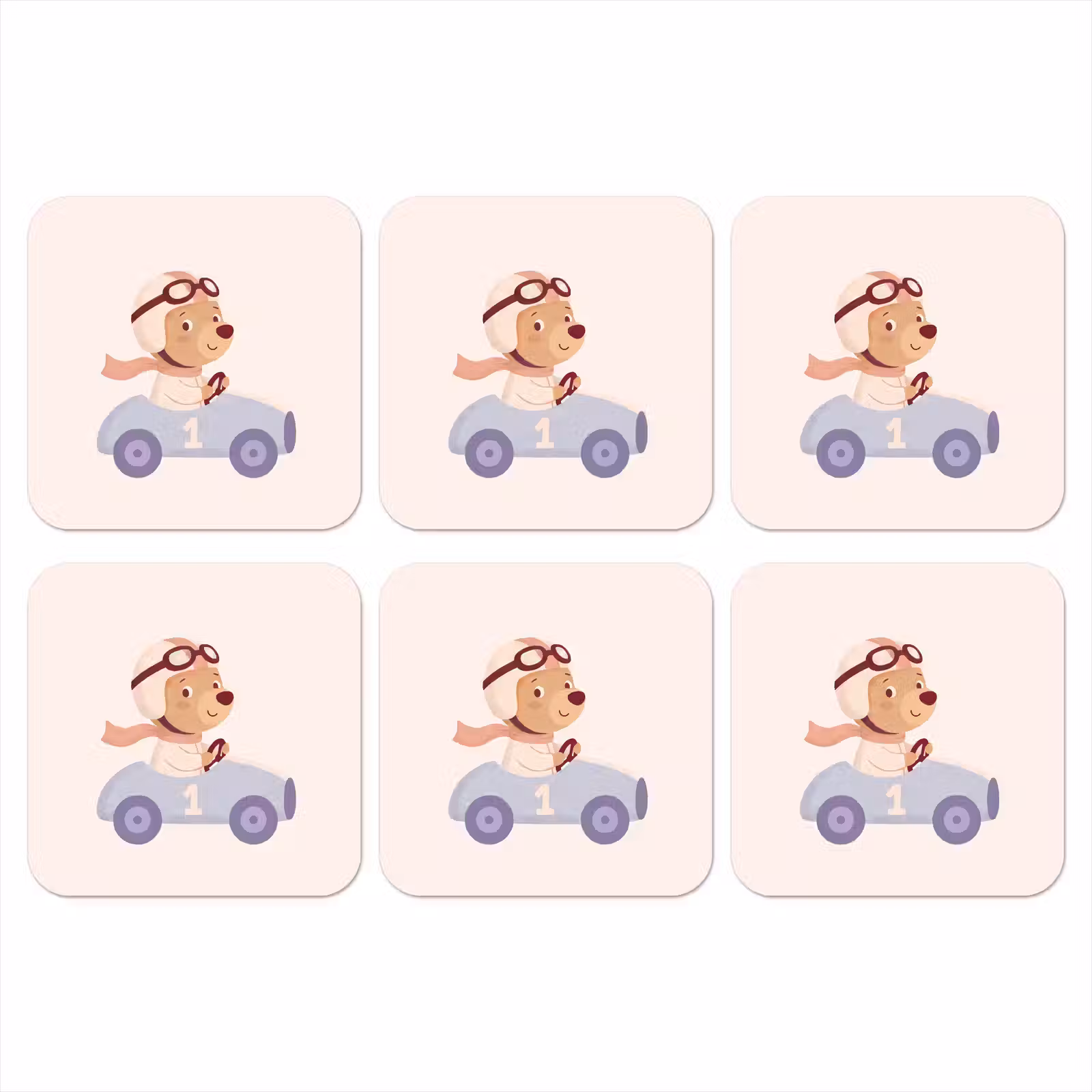 Coaster - Bear - Car - Children's Room - Cartoon - Playful — 1