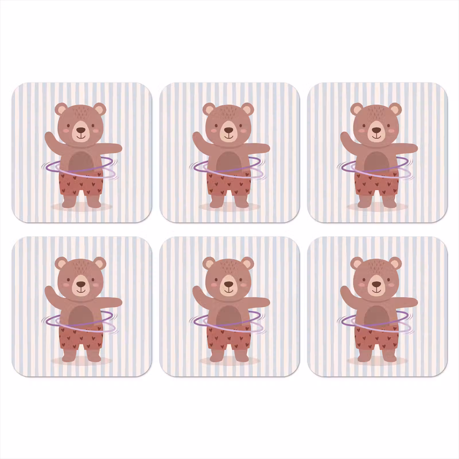 Coaster - Bear - Hoop - Children's Room - Illustration - Brown — 1