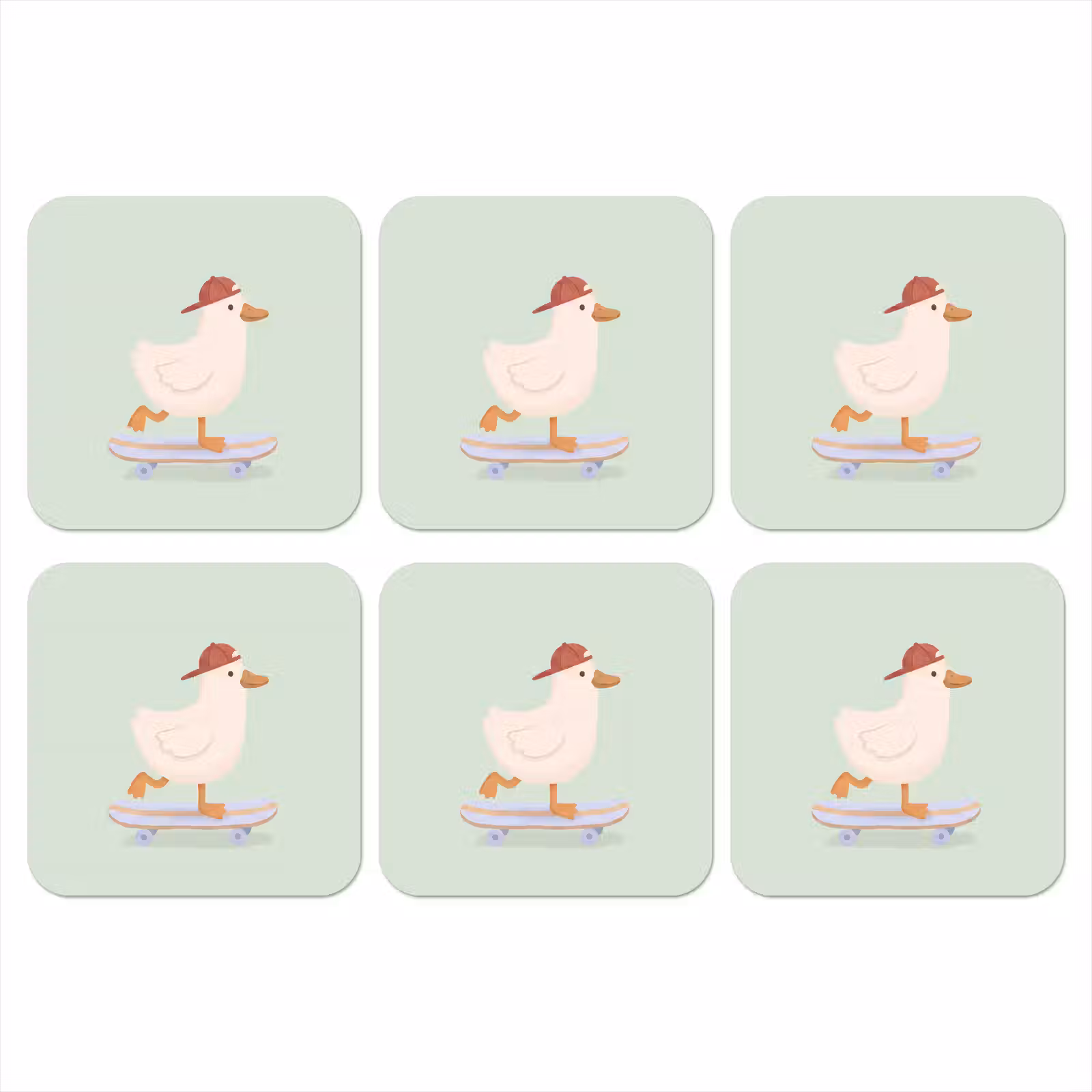 Coaster - Bird - Skateboard - Animals - Cartoon - Playful — 1