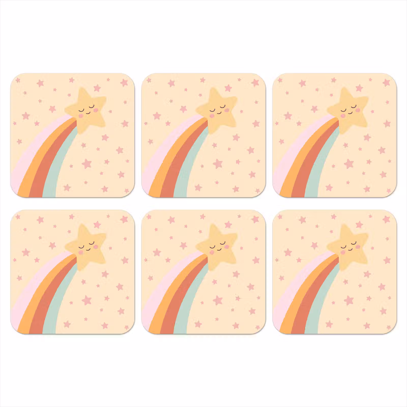 Coaster - Star - Rainbow - Night - Illustration - Pastel — 1