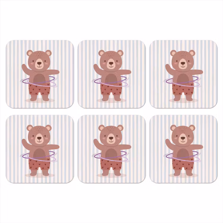 Coaster - Bear - Hoop - Children's Room - Illustration - Brown — 1