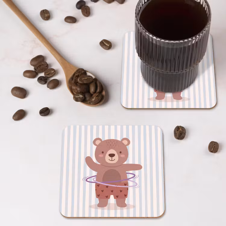 Coaster - Bear - Hoop - Children's Room - Illustration - Brown — 4
