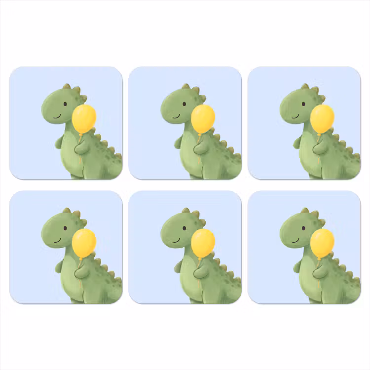 Coaster - Dinosaur - Balloon - Children's Room - Illustration - Green — 1