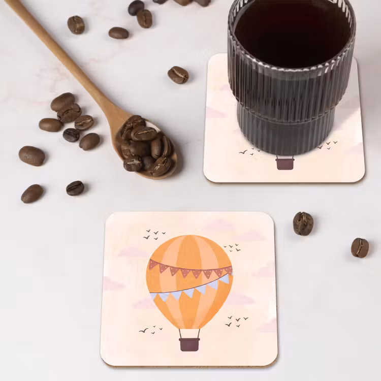 Coaster - Hot Air Balloon - Garlands - Adventure - Illustration - Orange — 4