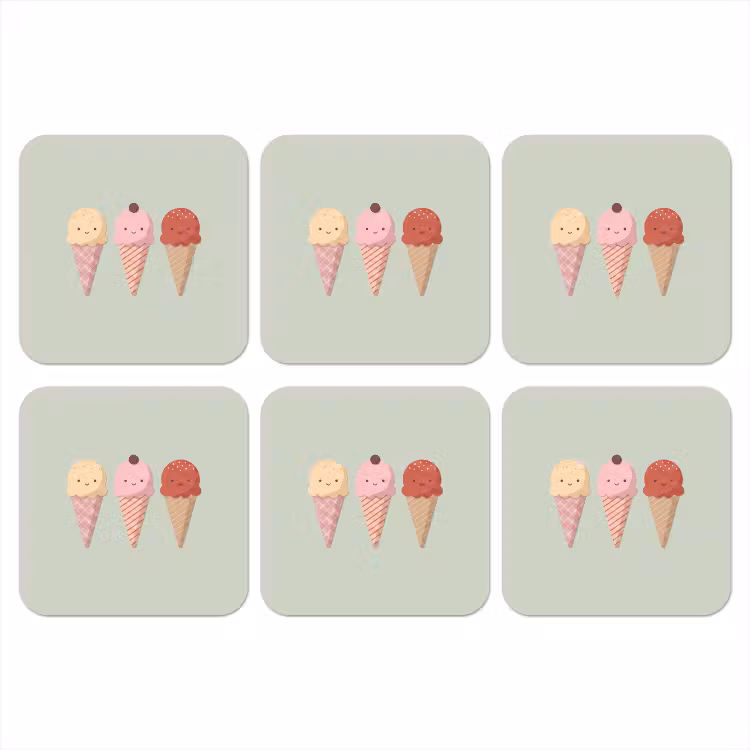 Coaster - Ice Cream - Cones - Food - Illustration - Cheerful — 1
