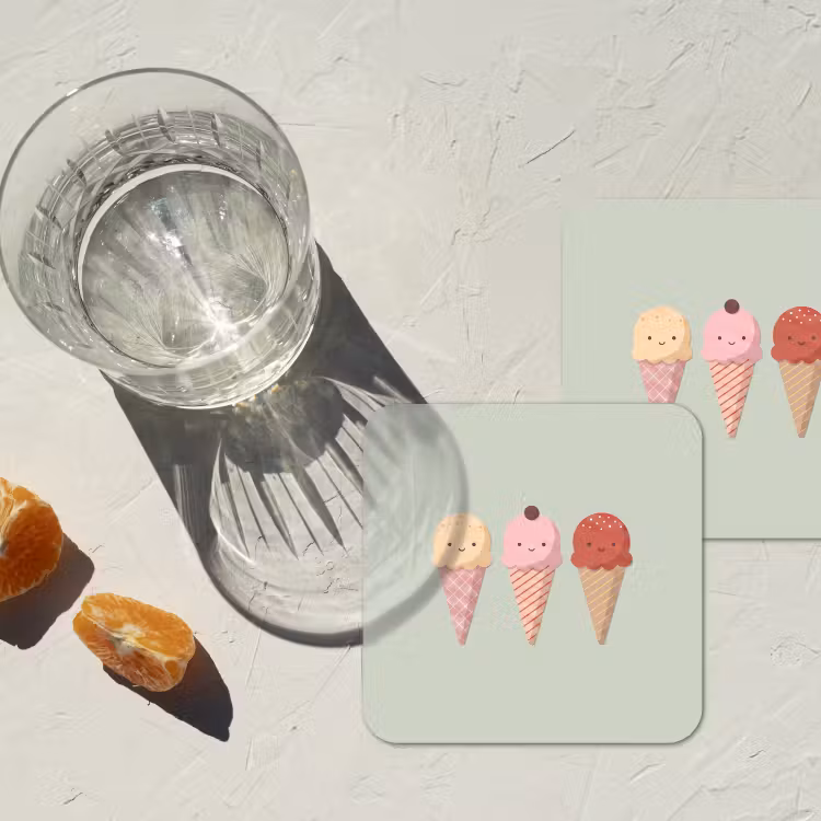 Coaster - Ice Cream - Cones - Food - Illustration - Cheerful — 2