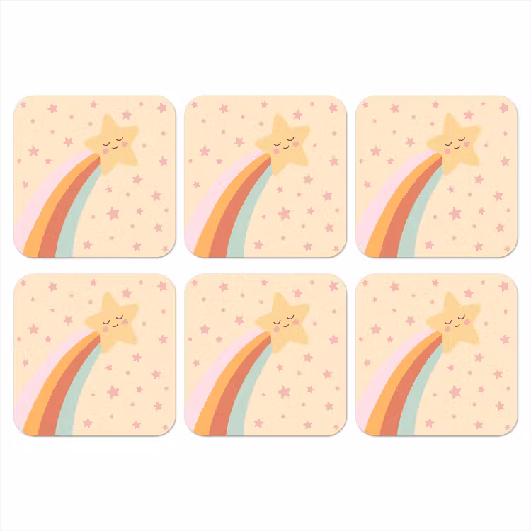 Coaster - Star - Rainbow - Night - Illustration - Pastel — 1