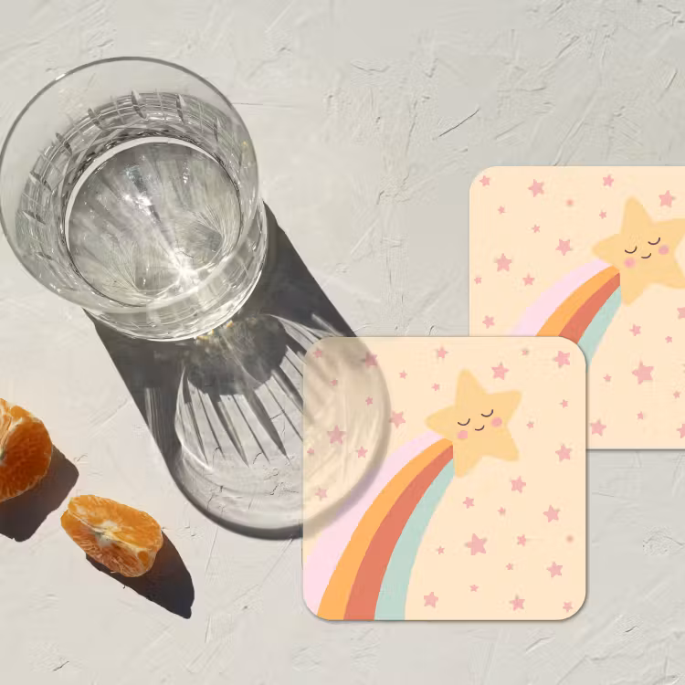 Coaster - Star - Rainbow - Night - Illustration - Pastel — 2