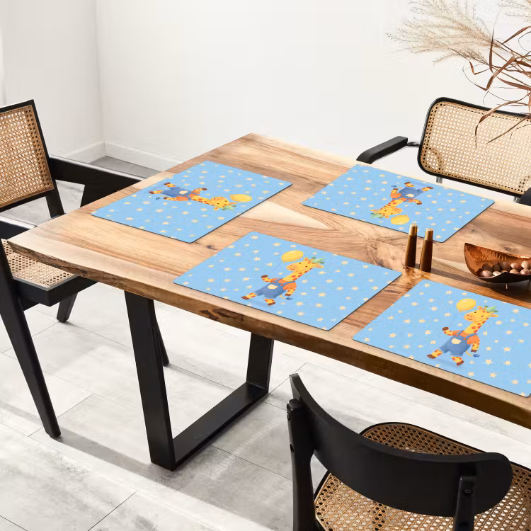 Placemat - 6 pieces - Animals - Giraffe - Balloon - Party - Children's Room — 4