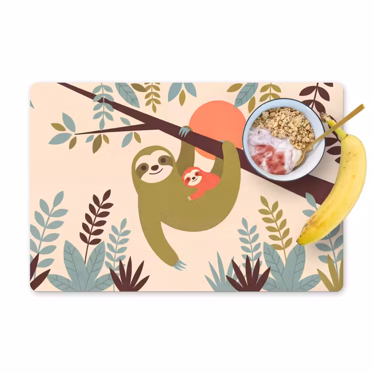 Placemat - 6 pieces - Animals - Mother - Baby - Nature - Green — 1