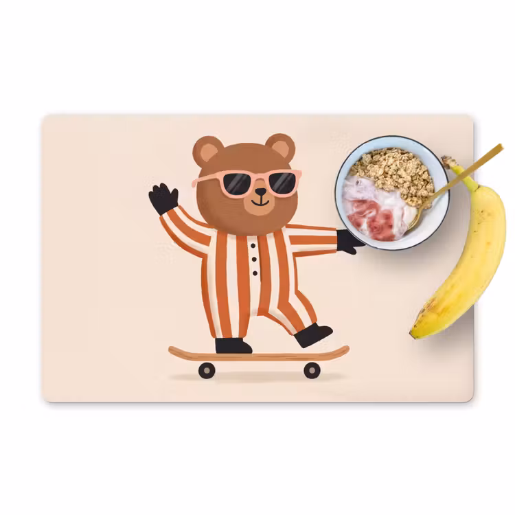Placemat - 6 pieces - Animals - Skateboard - Game - Cartoon - Pink — 1