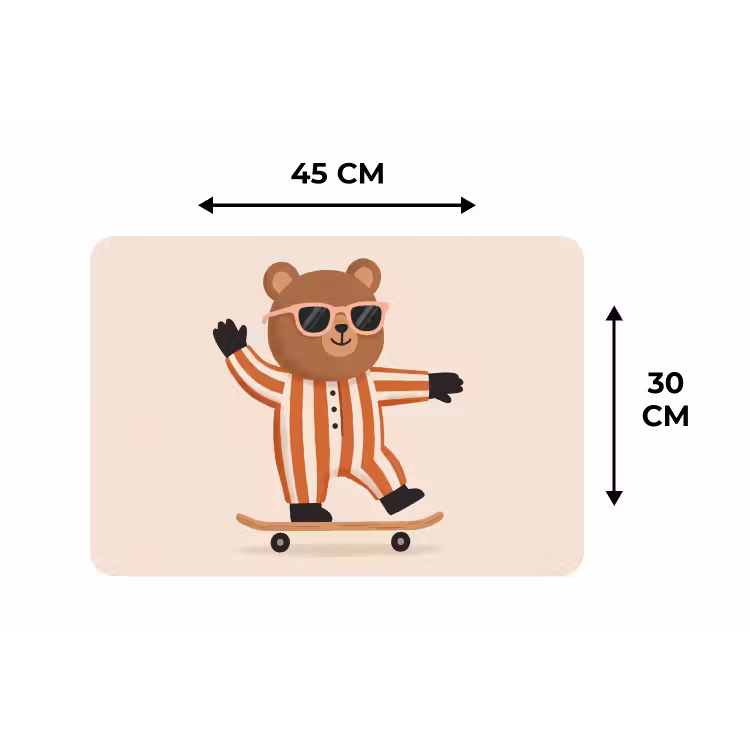 Placemat - 6 pieces - Animals - Skateboard - Game - Cartoon - Pink — 3