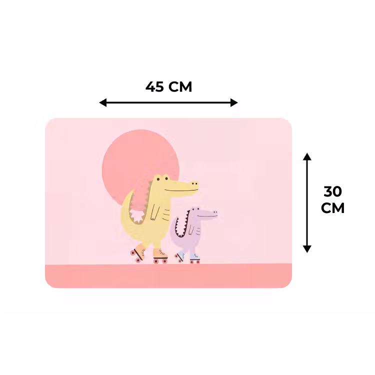 Placemat - 6 pieces - Animals - Skating - Illustration - Playful - Pink — 3