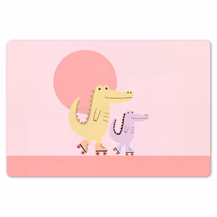 Placemat - 6 pieces - Animals - Skating - Illustration - Playful - Pink — 6