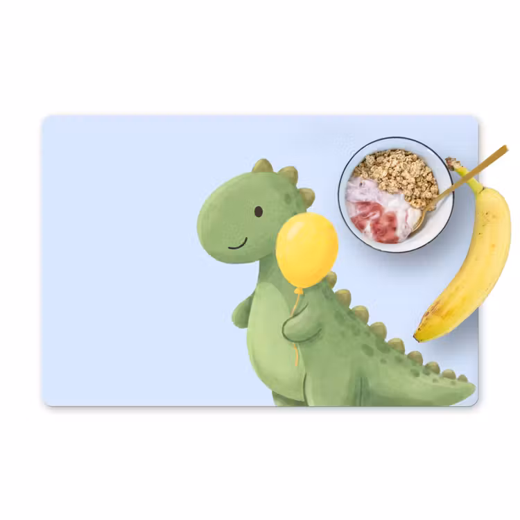 Placemat - 6 pieces - Dinosaur - Balloon - Children's Room - Illustration - Green — 1