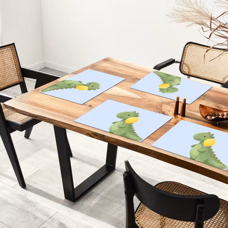 Placemat - 6 pieces - Dinosaur - Balloon - Children's Room - Illustration - Green — 4