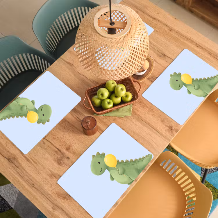 Placemat - 6 pieces - Dinosaur - Balloon - Children's Room - Illustration - Green — 5