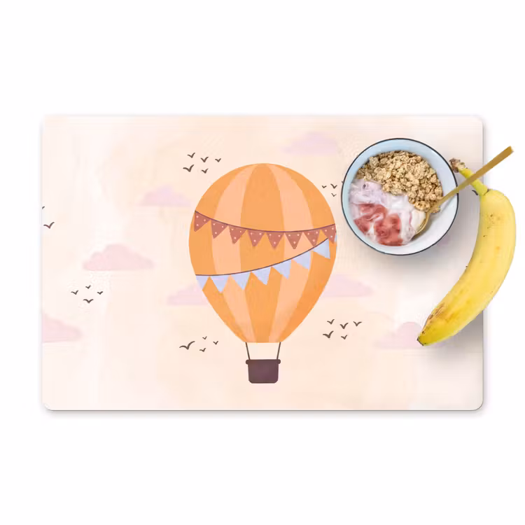 Placemat - 6 pieces - Hot Air Balloon - Garlands - Adventure - Illustration - Orange — 1