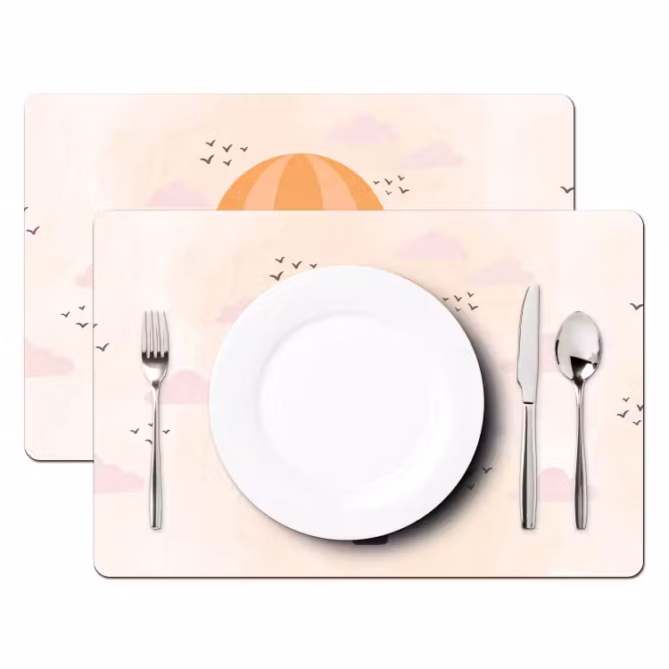 Placemat - 6 pieces - Hot Air Balloon - Garlands - Adventure - Illustration - Orange — 2