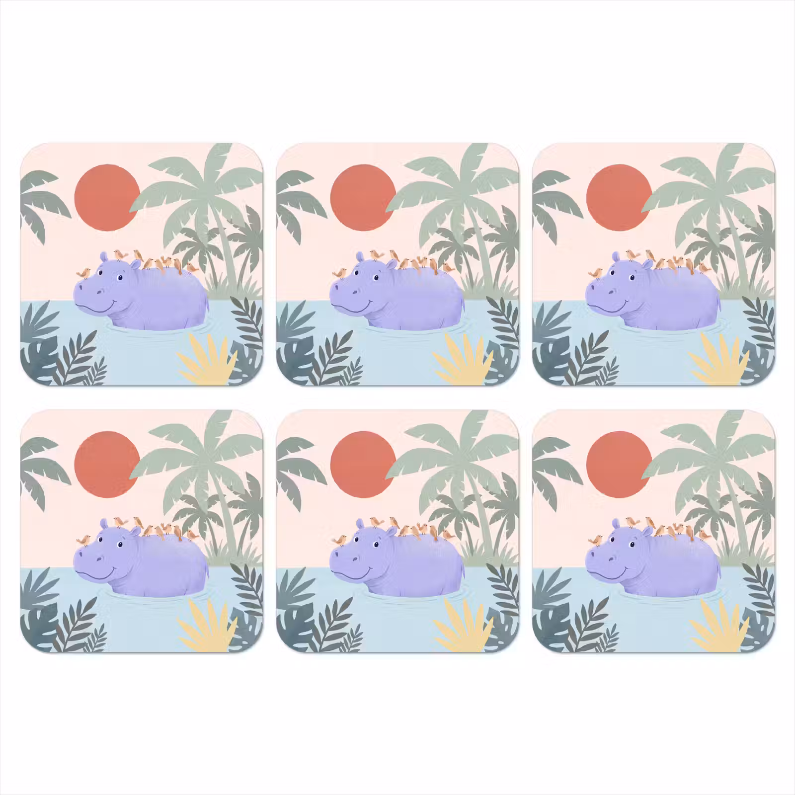Coaster - Animals - Bird - Water - Nature - Illustration — 1