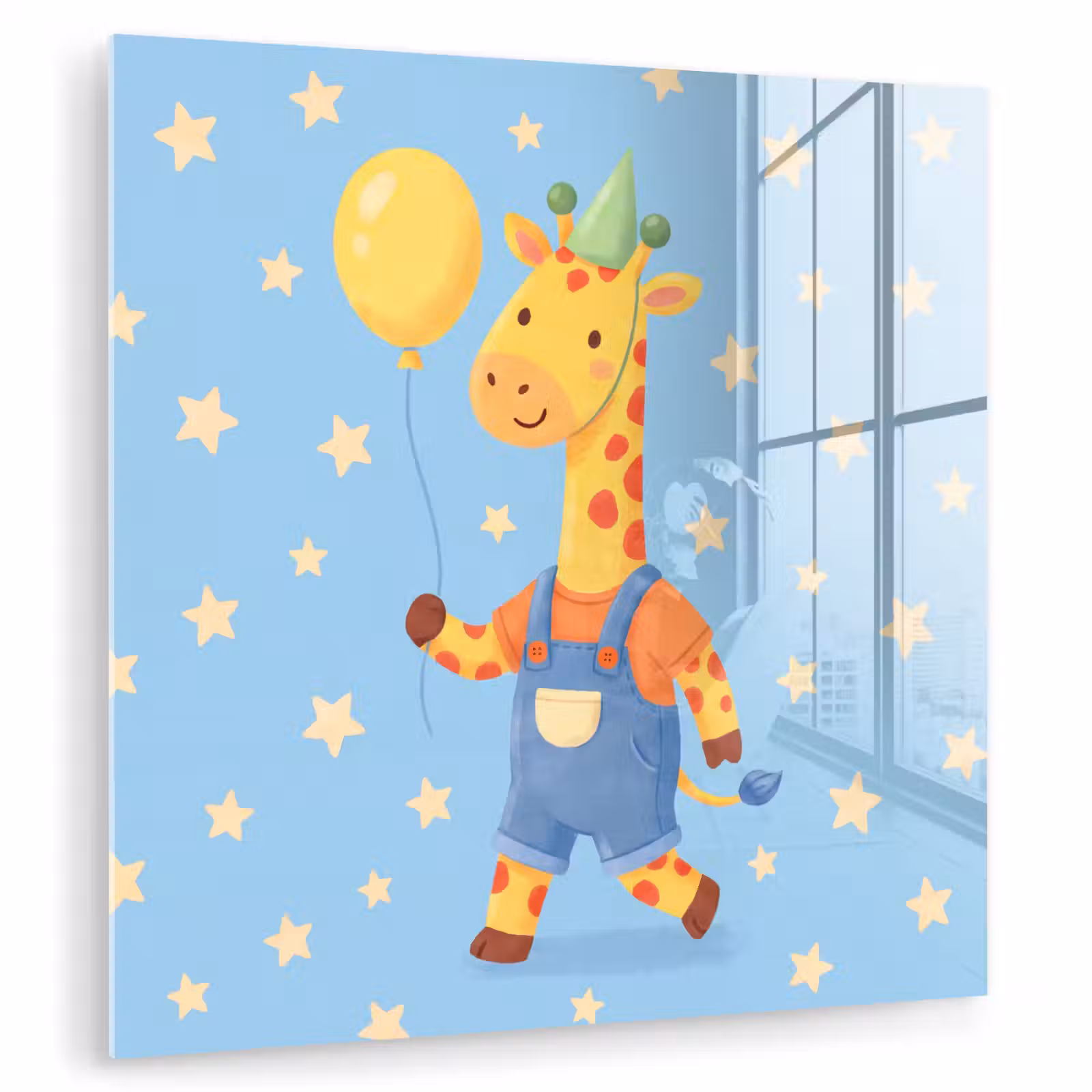 Glass Print - Animals - Giraffe - Balloon - Party - Children's Room — 1