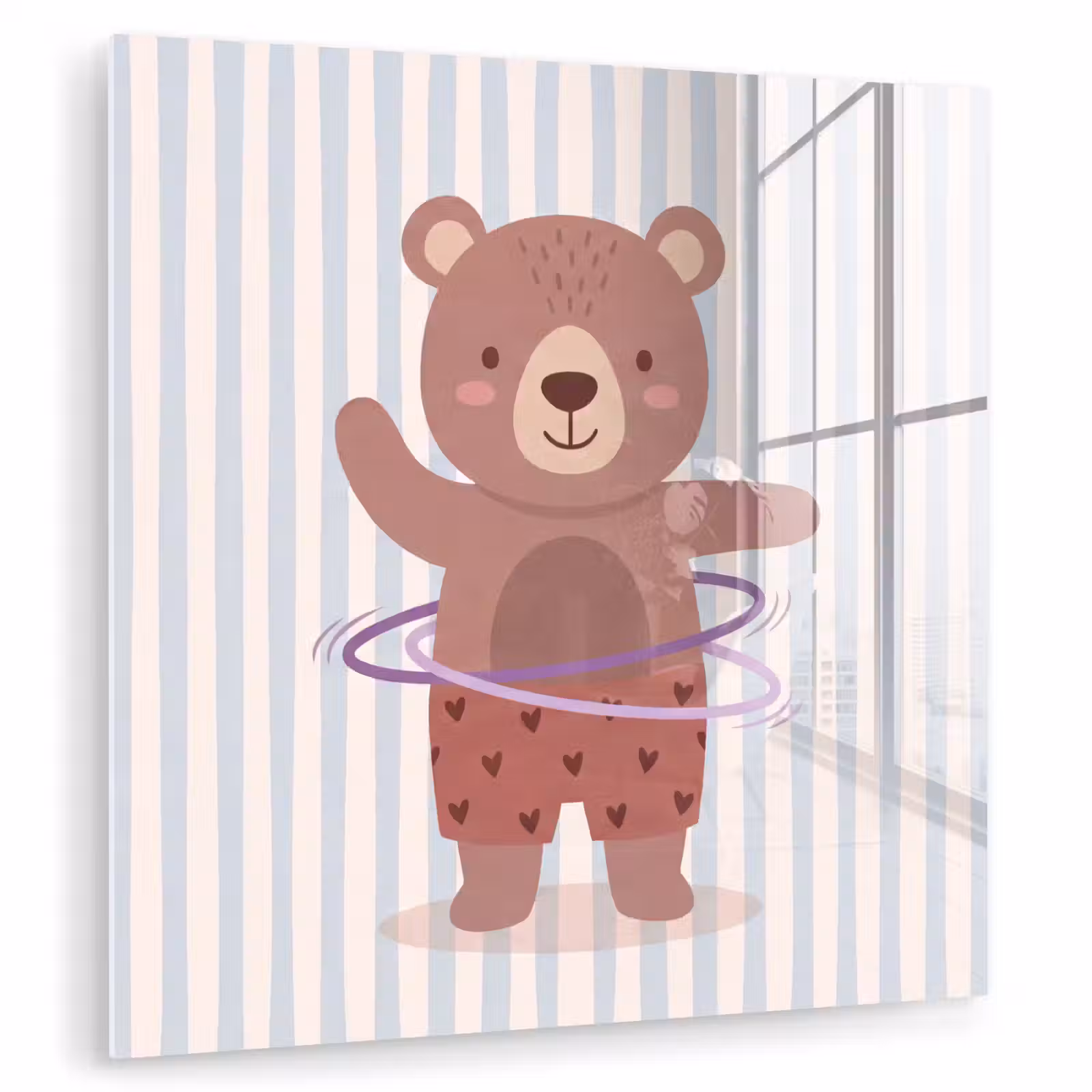 Glass Print - Bear - Hoop - Children's Room - Illustration - Brown — 1