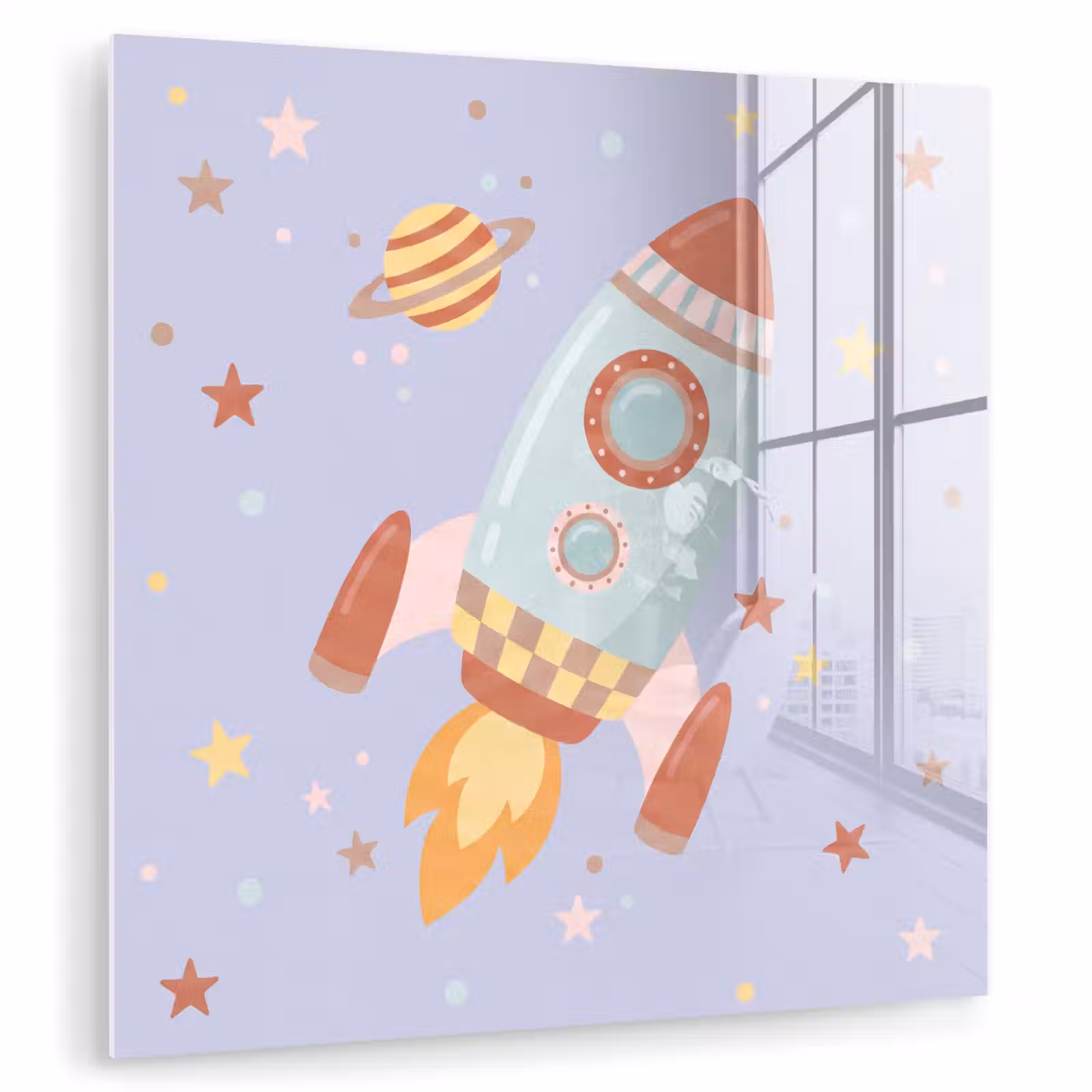 Glass Print - Rocket - Space - Planet - Illustration — 1