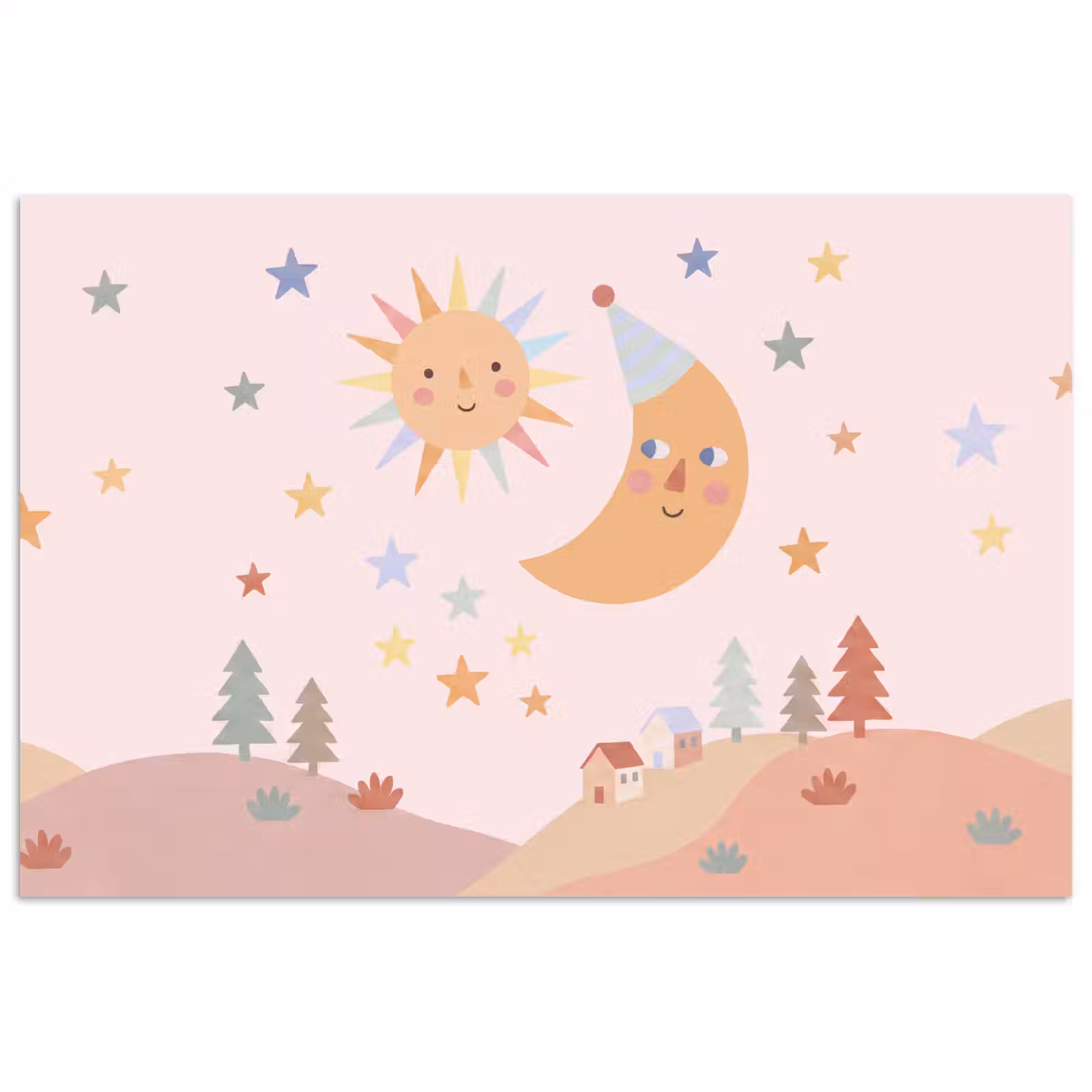 Poster - Sun - Moon - Stars - Children's Room - Pastel — 1