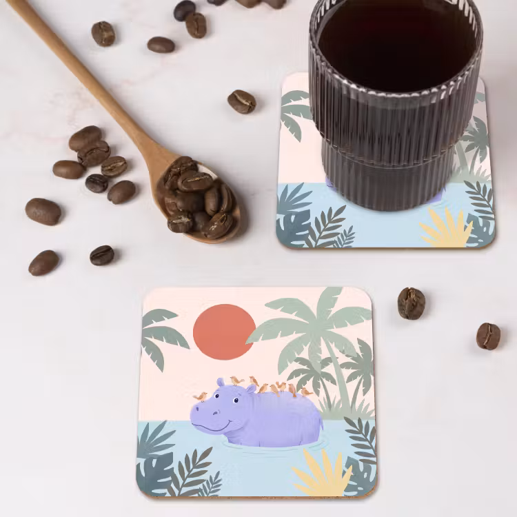 Coaster - Animals - Bird - Water - Nature - Illustration — 4