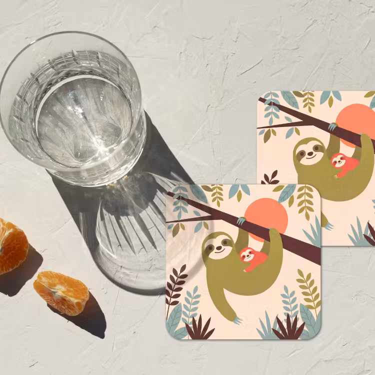 Coaster - Animals - Mother - Baby - Nature - Green — 2