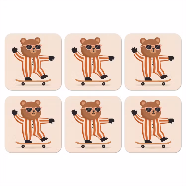 Coaster - Animals - Skateboard - Game - Cartoon - Pink — 1