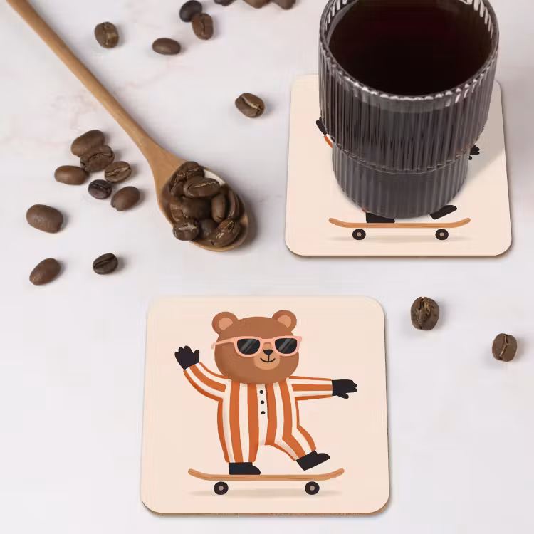 Coaster - Animals - Skateboard - Game - Cartoon - Pink — 4